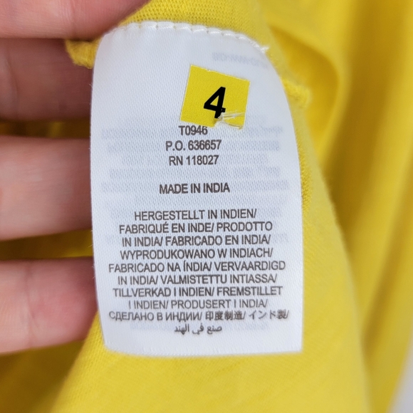 NWT Boden Notch Neck Embroidered Long Sleeve Cotton Top Yellow 12 - Picture 7 of 9